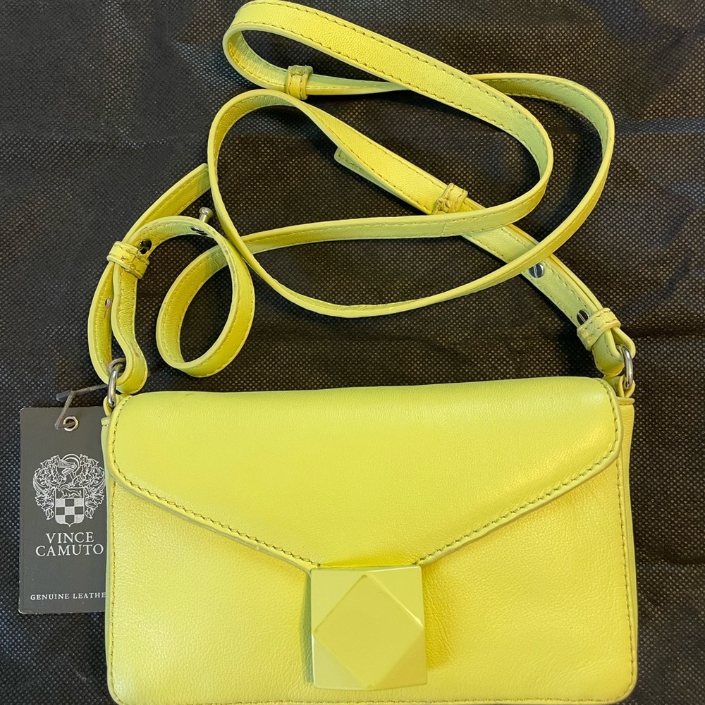 NWT Vince Camuto Celery Green Leather Crossbody Bag